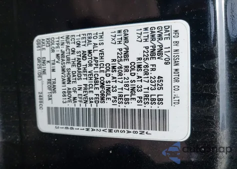 2010 Nissan Rogue Sl из США, поврежденный, VIN JN8AS5MV2AW116613